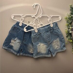 SHEIN Blue Denim Elastic Waist Shorts
